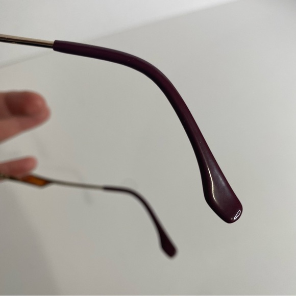 Yves Saint Laurent Vintage 80s Cat Eye Sunglasses Red Sparkle Enamel Gold Frame - Picture 14 of 16